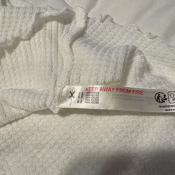 Free People Make It Easy Thermal Long Sleeve Top White XL Fitted Turtleneck Soft - Picture 5 of 7